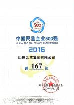 中国民营企业500强第167位 16年度