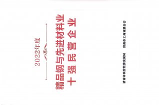 精品钢与先进材料业十强民营企业